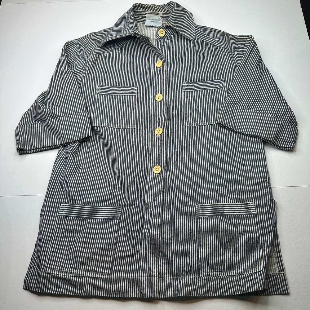 Collection Wendt Hamburg Womens Striped Button Up Shirt Size 44 Black Cotton